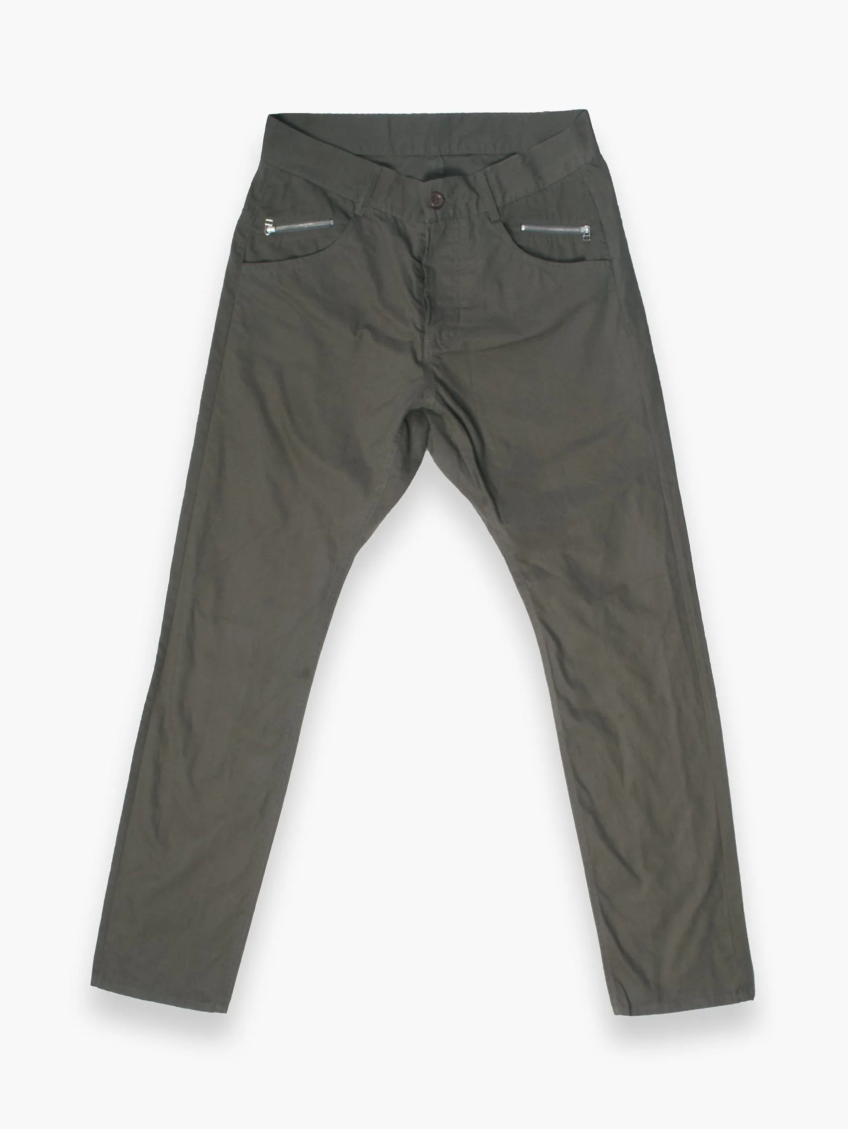 Khaki Combat Trousers With Zip Details