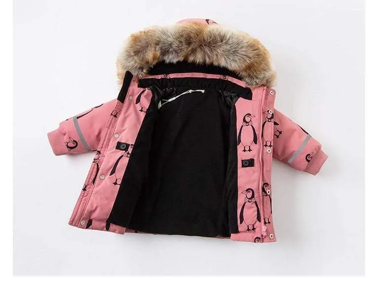 Kids Penguin Print Puffer Jacket