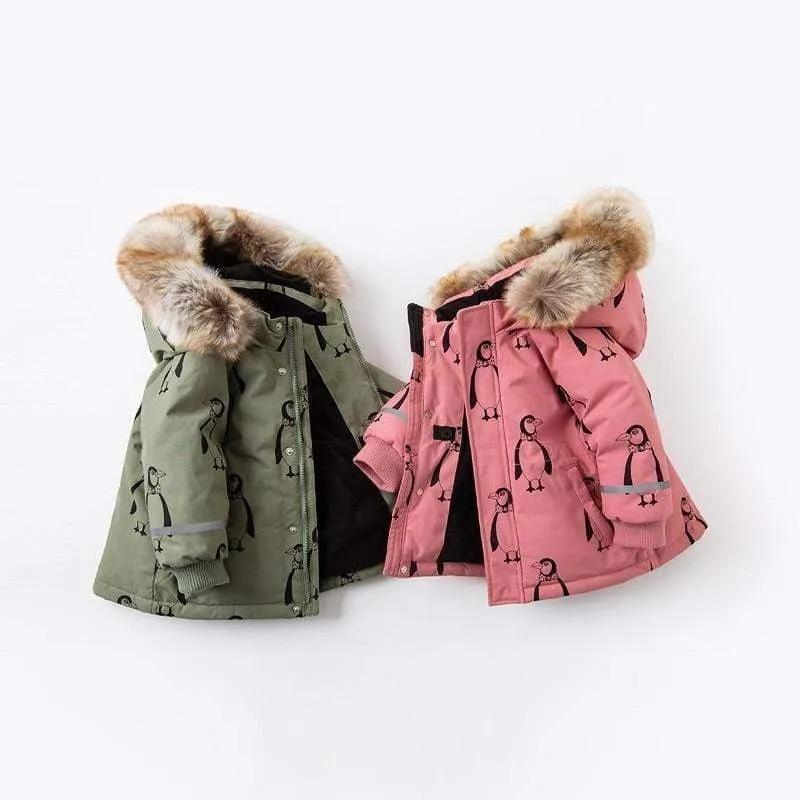 Kids Penguin Print Puffer Jacket