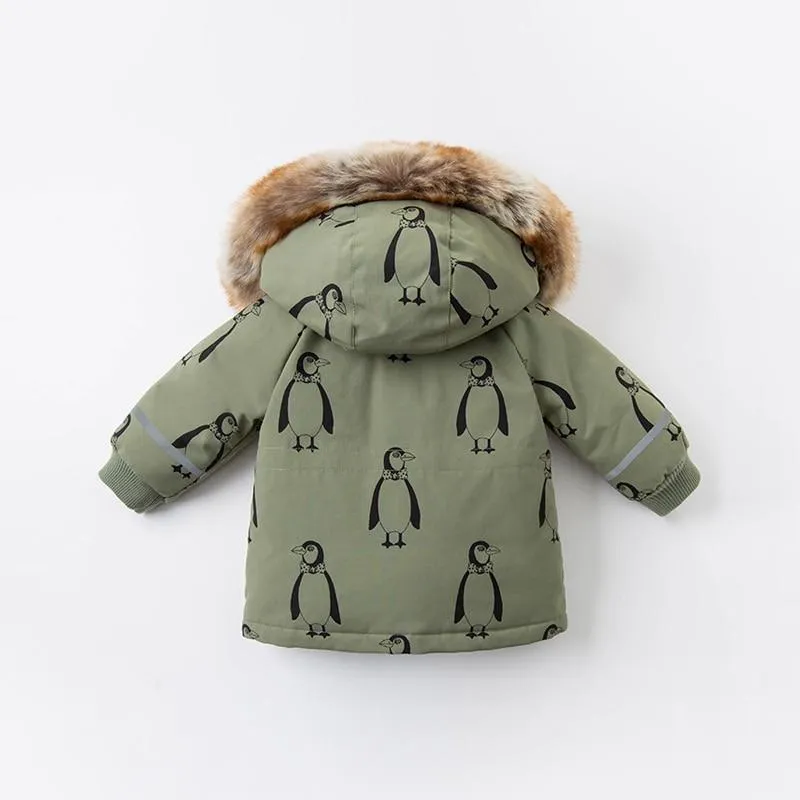 Kids Penguin Print Puffer Jacket