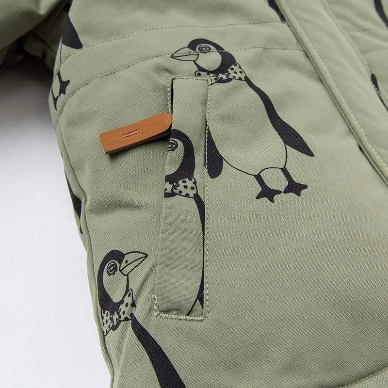 Kids Penguin Print Puffer Jacket
