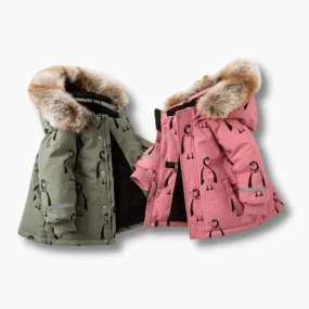 Kids Penguin Print Puffer Jacket