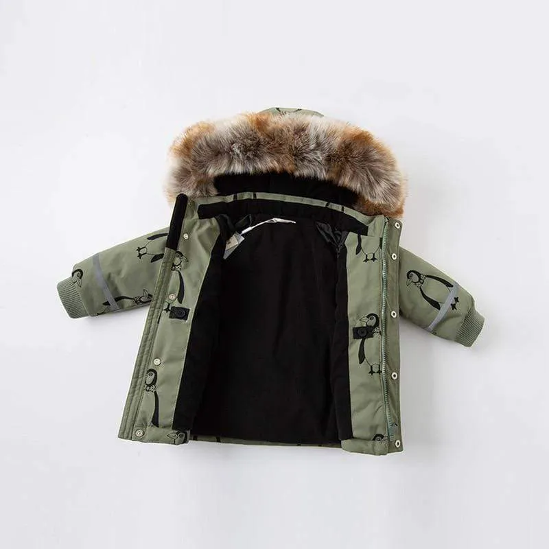 Kids Penguin Print Puffer Jacket