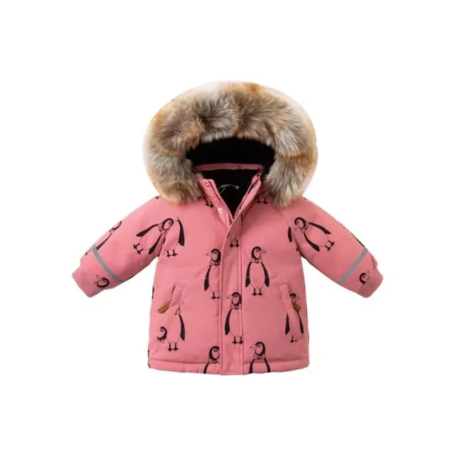 Kids Penguin Print Puffer Jacket