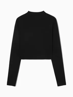 Knitted cropped mock neck top