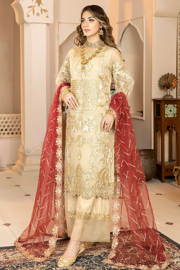 La Bella by Imrozia Embroidered Chiffon Collection – L-237 Golden Glory