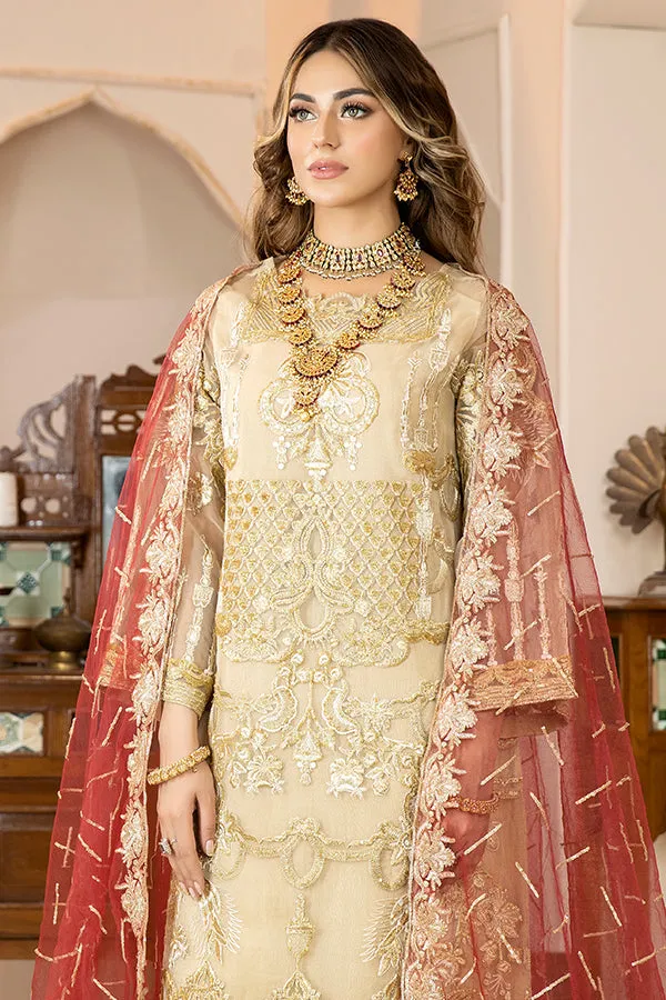 La Bella by Imrozia Embroidered Chiffon Collection – L-237 Golden Glory