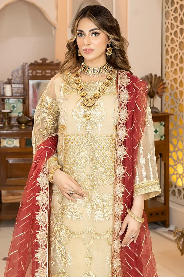 La Bella by Imrozia Embroidered Chiffon Collection – L-237 Golden Glory