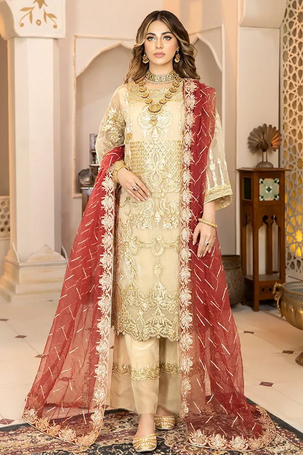 La Bella by Imrozia Embroidered Chiffon Collection – L-237 Golden Glory