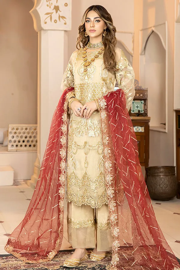 La Bella by Imrozia Embroidered Chiffon Collection – L-237 Golden Glory
