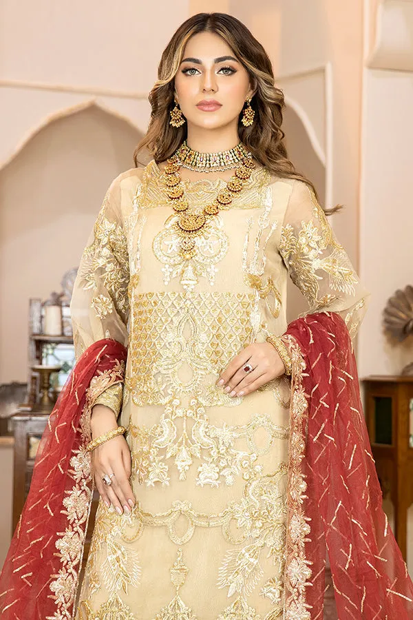 La Bella by Imrozia Embroidered Chiffon Collection – L-237 Golden Glory