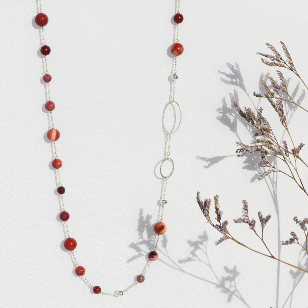 La Pierre Red Mookaite Long Necklace
