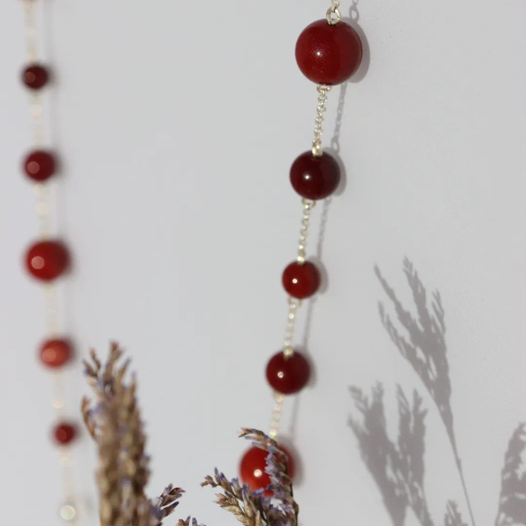 La Pierre Red Mookaite Long Necklace