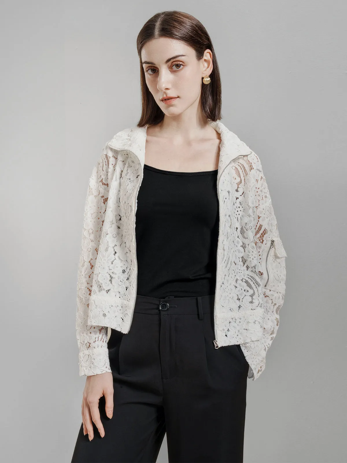 Lacy Cutout Crop Jacket