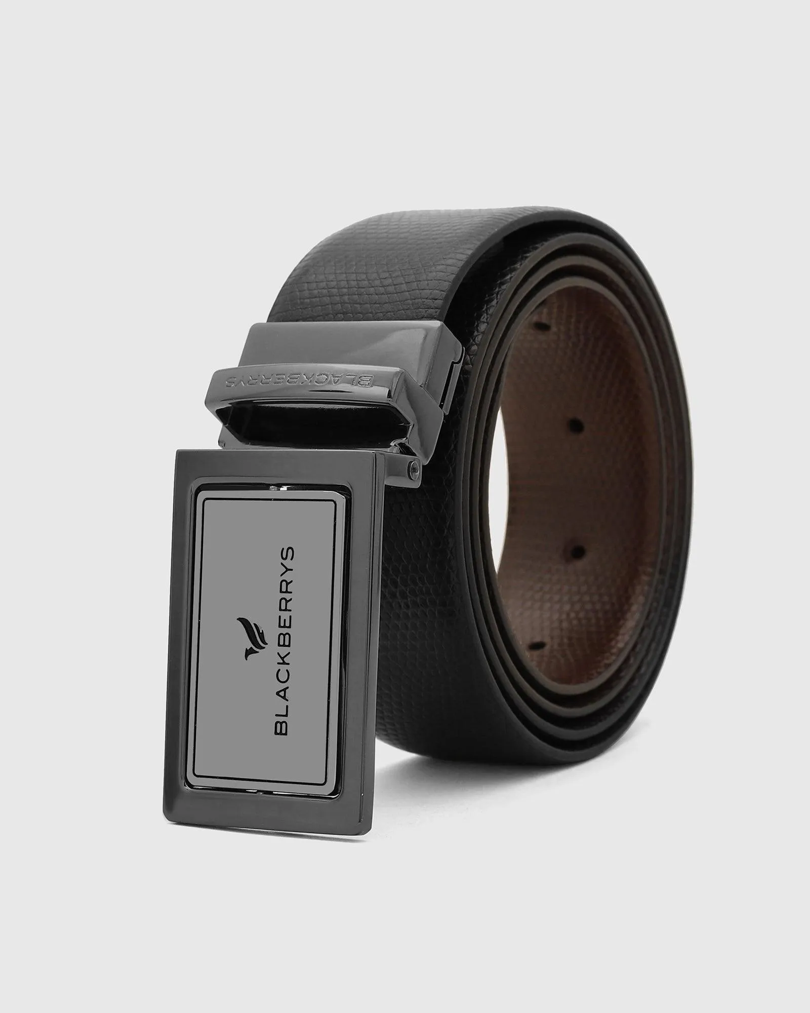 Leather Reversible Maroon Black Textured Belt - Travis