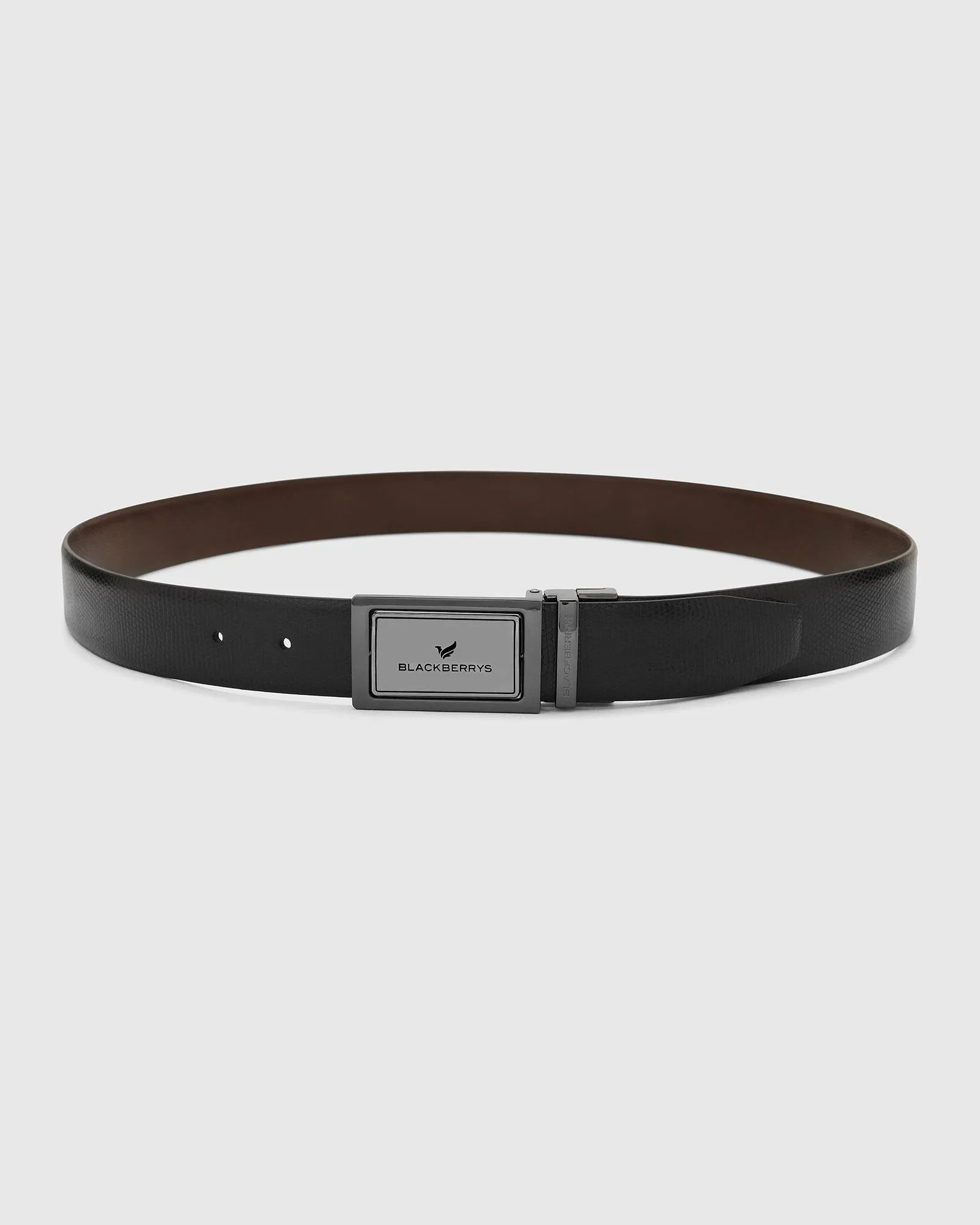 Leather Reversible Maroon Black Textured Belt - Travis