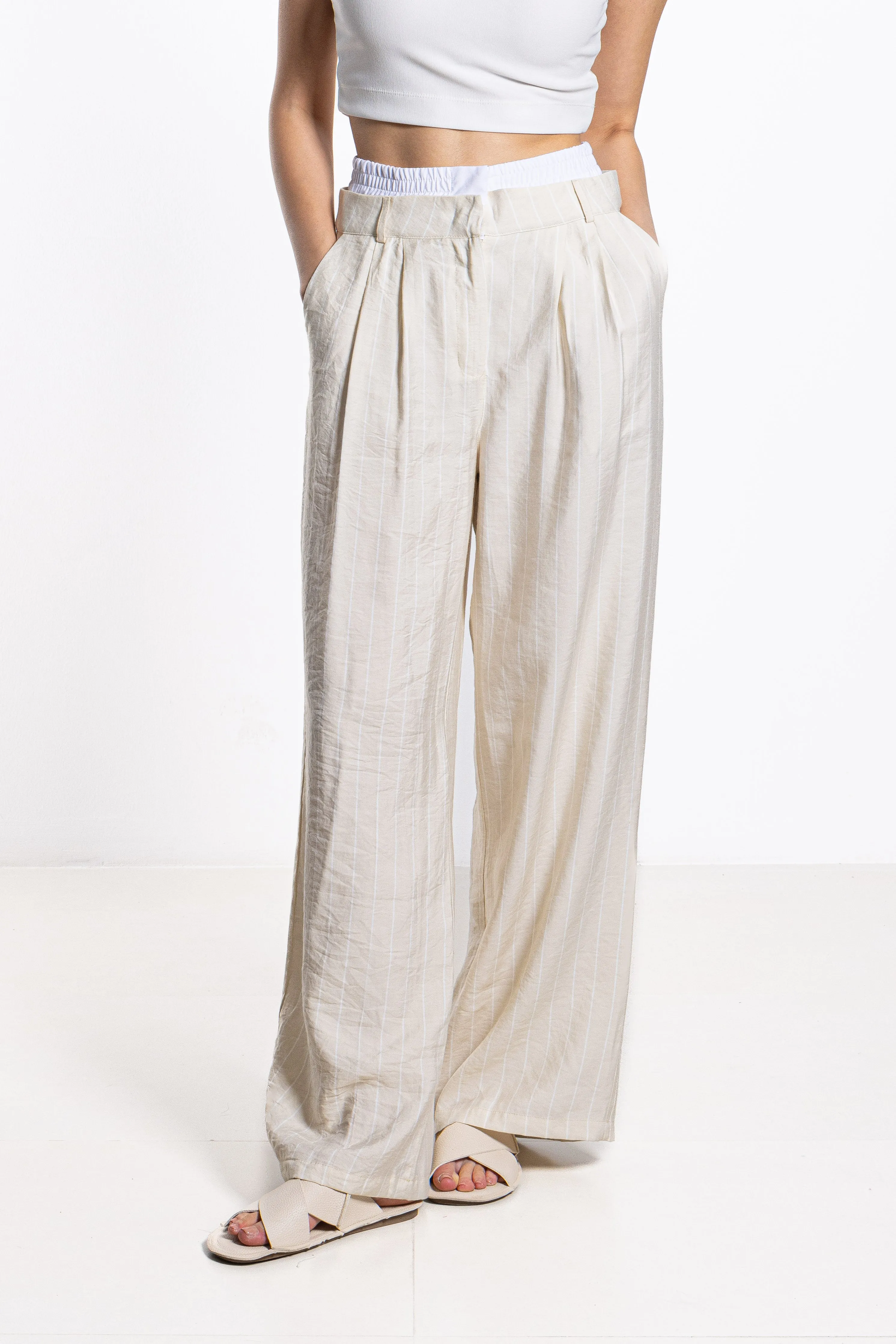 LIGHTWEIGHT STRIPED TROUSERS