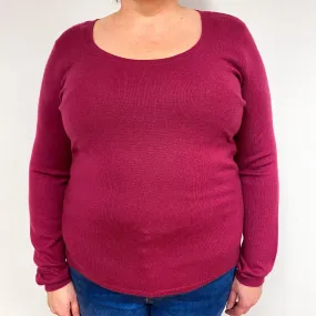 Loganberry Pink Cashmere Scoop Neck Jumper Extra Large