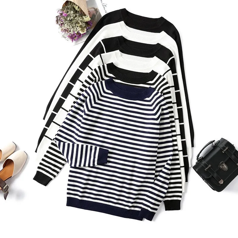 Long Sleeve Striped Ladies Jumper