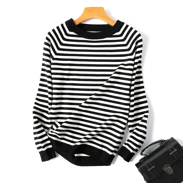 Long Sleeve Striped Ladies Jumper