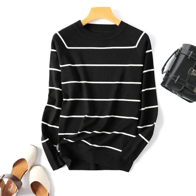 Long Sleeve Striped Ladies Jumper