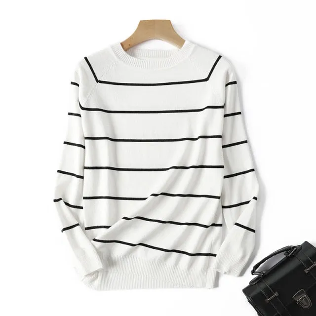 Long Sleeve Striped Ladies Jumper