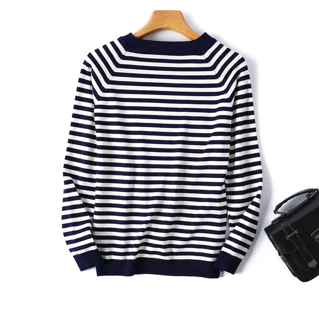 Long Sleeve Striped Ladies Jumper