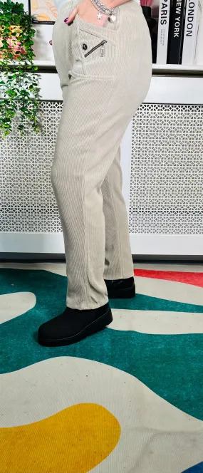 Lorenzo Jumbo Cord Trousers - Natural