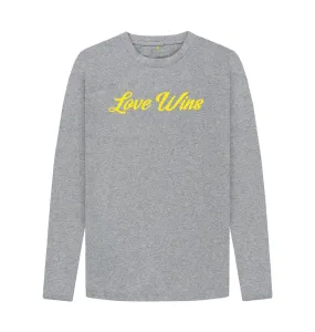 Love Wins Organic Long Sleeve T-shirt, white, Denim Blue, Grey, Black.