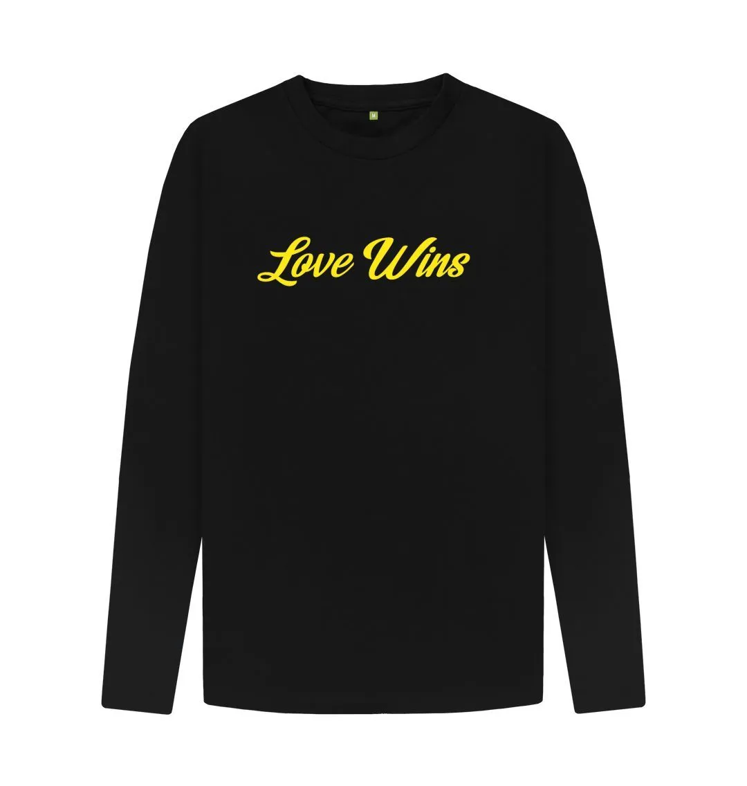 Love Wins Organic Long Sleeve T-shirt, white, Denim Blue, Grey, Black.