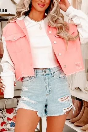 Lovely Nights Contrast Hooded Jacket (Pink/Grey)