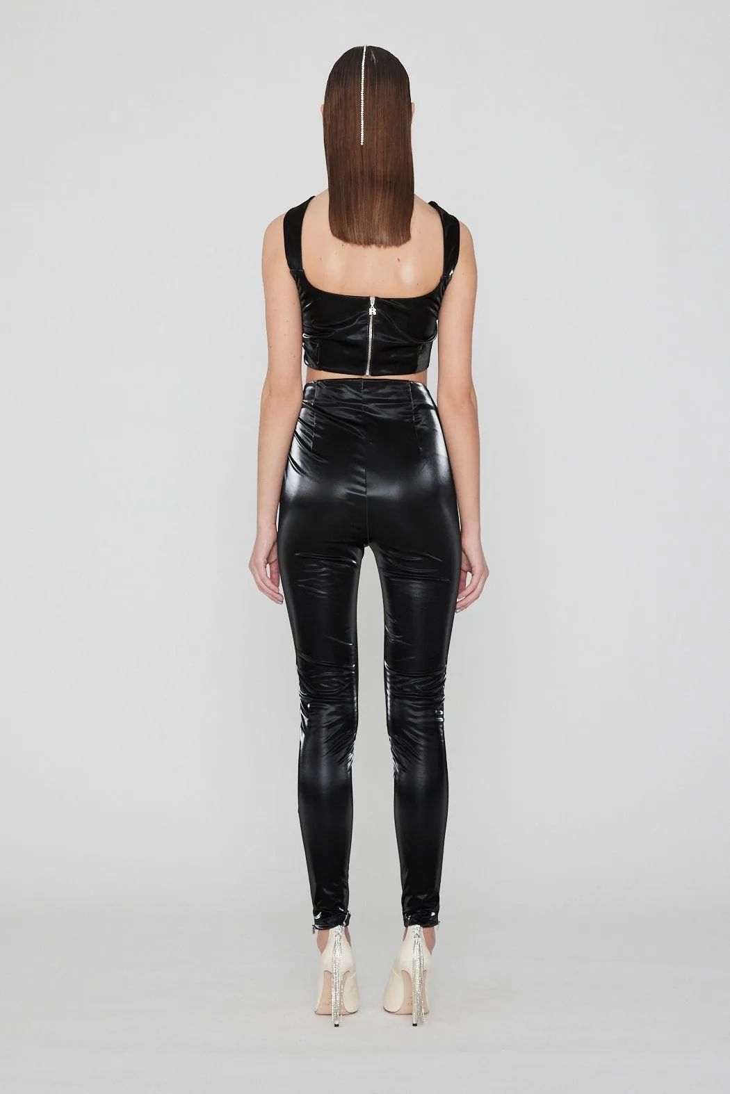 Mabel Vinyl Coated Black Leggings