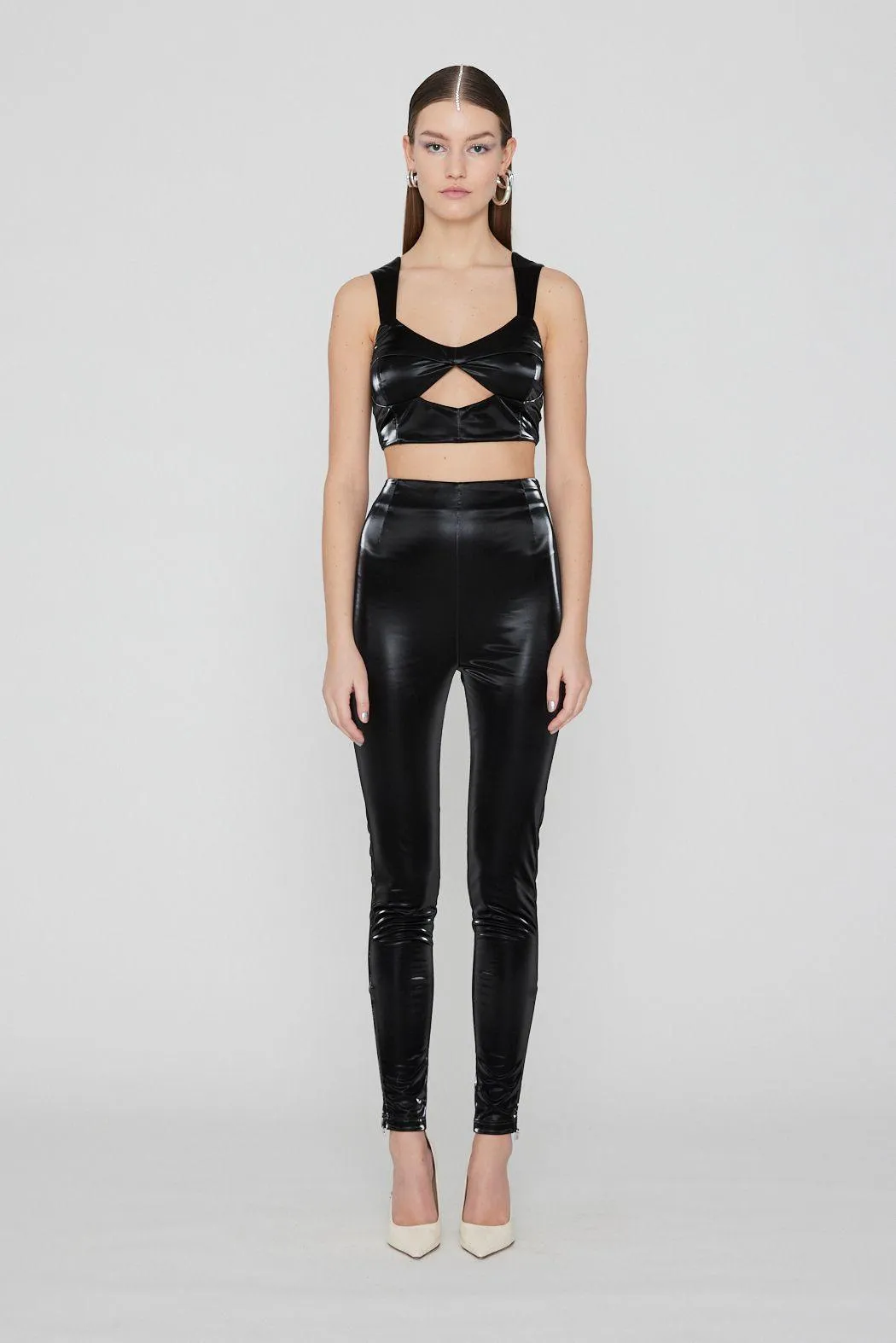 Mabel Vinyl Coated Black Leggings