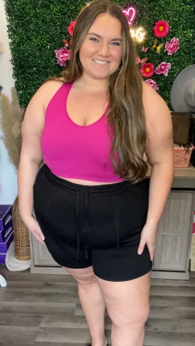 Magenta Curvy Ribbed Cropped Brami