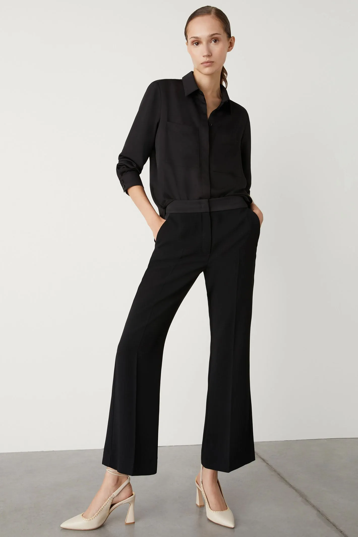 Marella Belair 2413131063200 Black Crepe Kick Flare Trousers