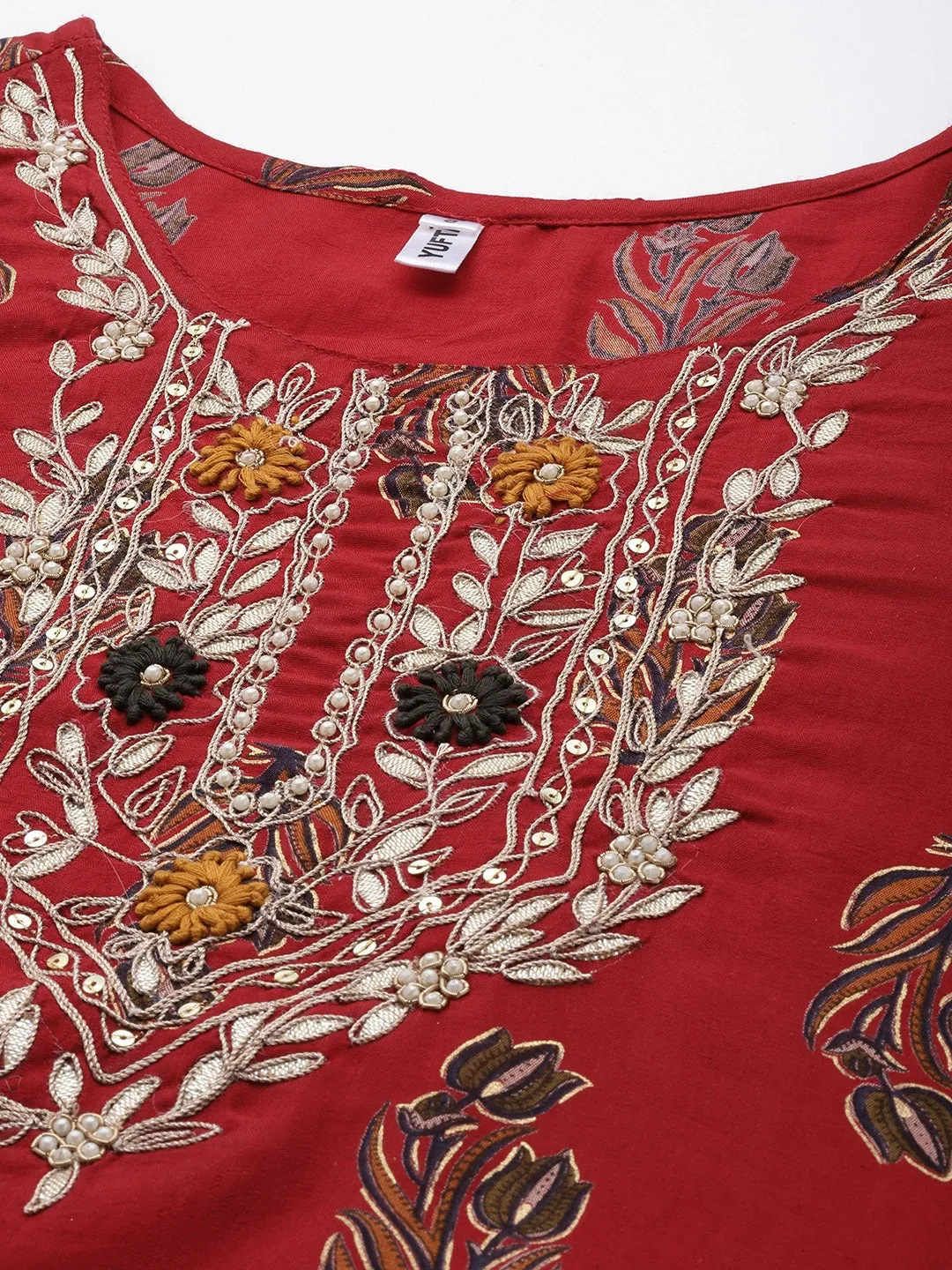 Maroon Embroidered Dupatta Set
