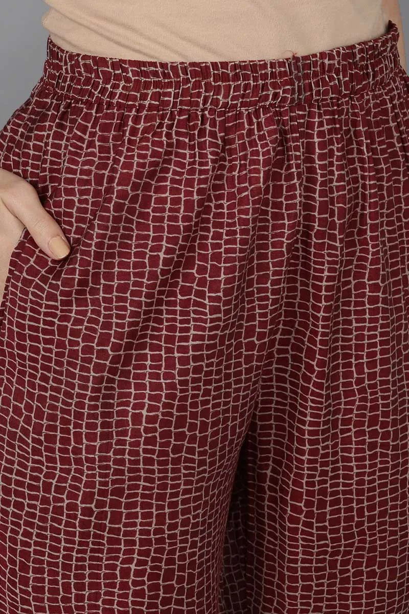 Maroon Silk Blend Embroidered Straight Suit Set