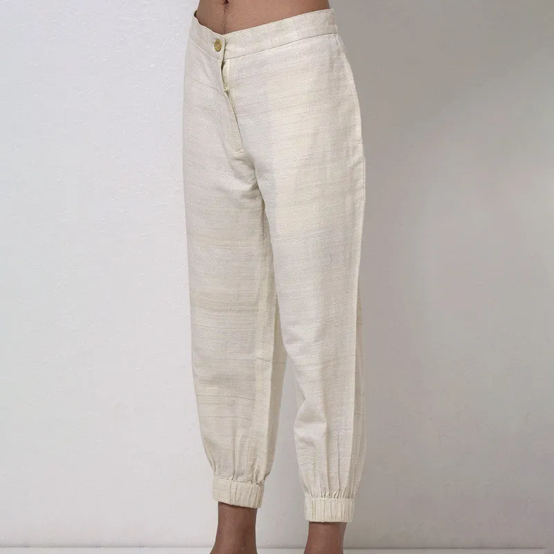 Matka Silk Trouser For Women | Side Pockets | Off White