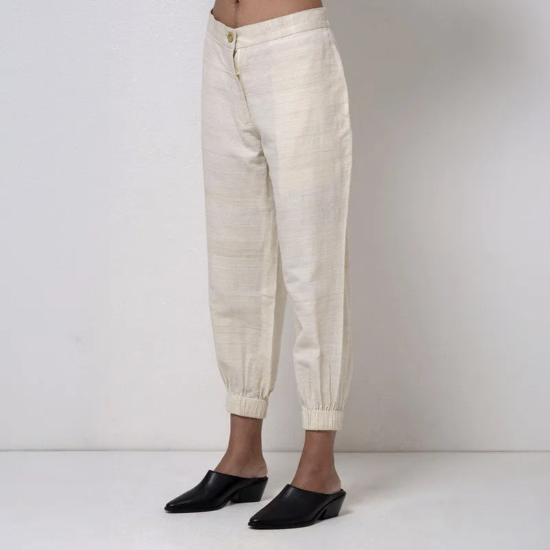 Matka Silk Trouser For Women | Side Pockets | Off White
