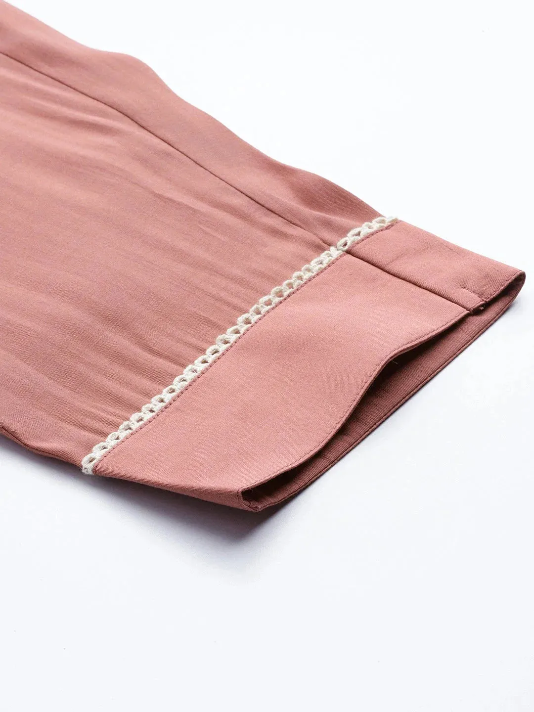 Mauve Floral Embroidered Silk Dupatta Set