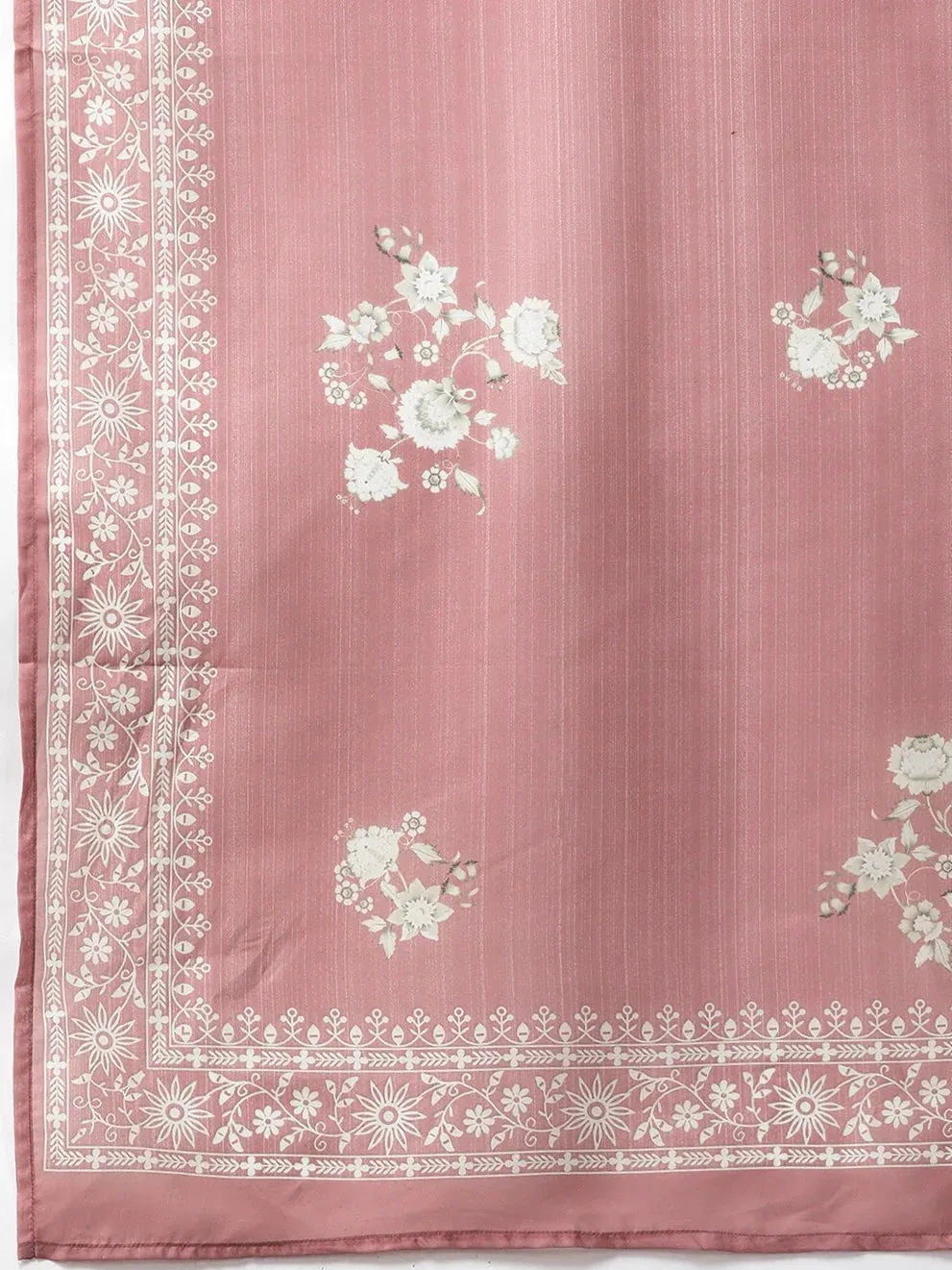 Mauve Floral Embroidered Silk Dupatta Set