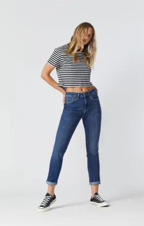 Mavi Kathleen High Rise Boyfriend Jean Mid Feather Blue