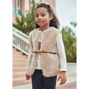 Mayoral Girls Fur Gilet 4315 Beige
