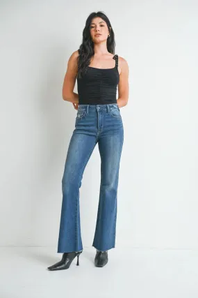 MEDIUM RISE WAIST FLARE DENIM JEANS