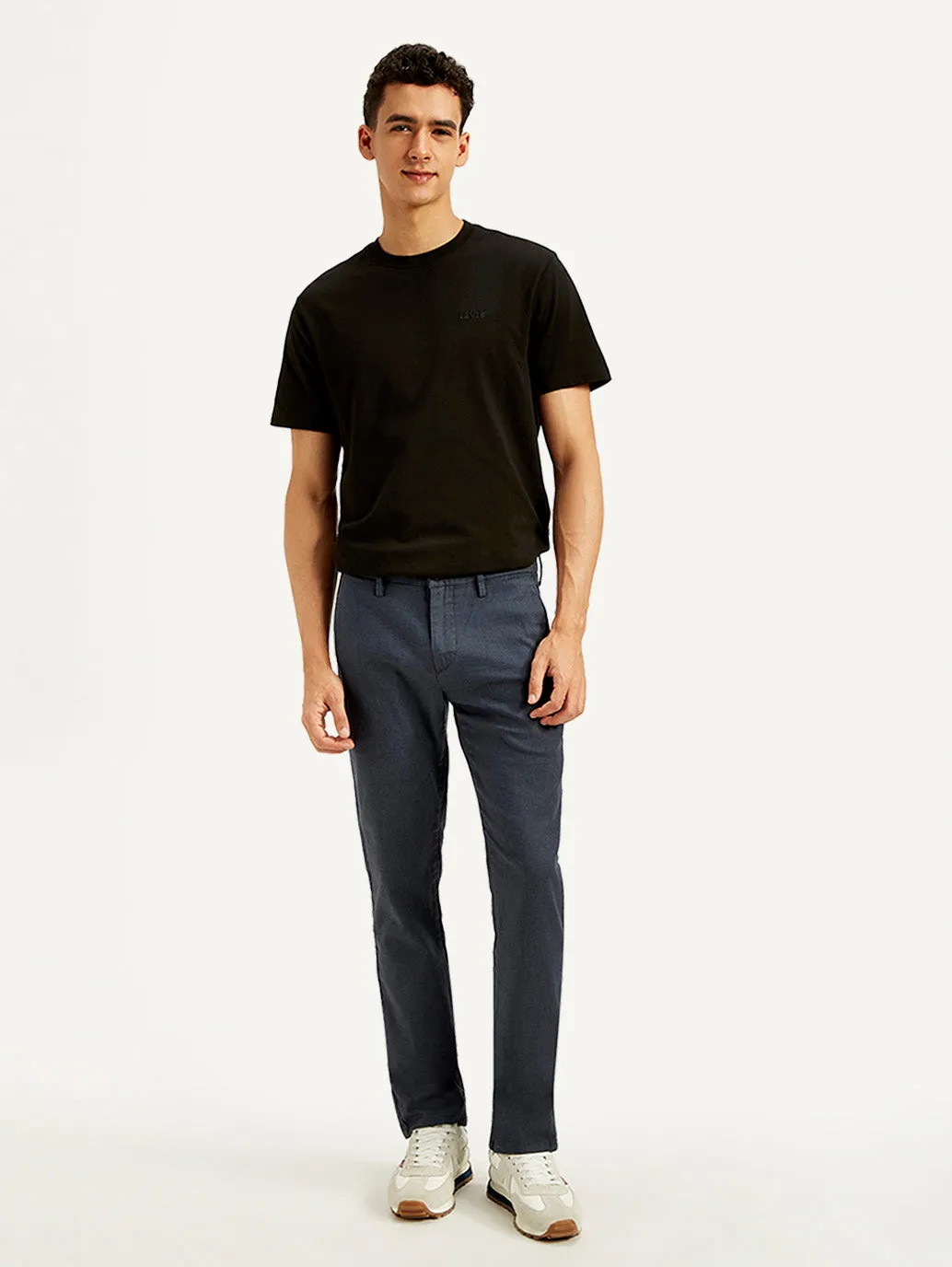 Men's Dark Blue Slim Fit Trousers