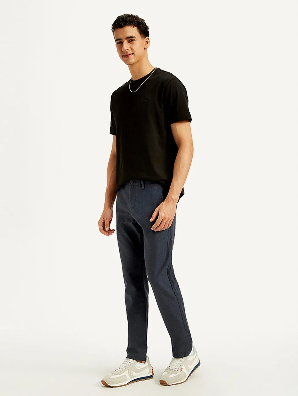 Men's Dark Blue Slim Fit Trousers
