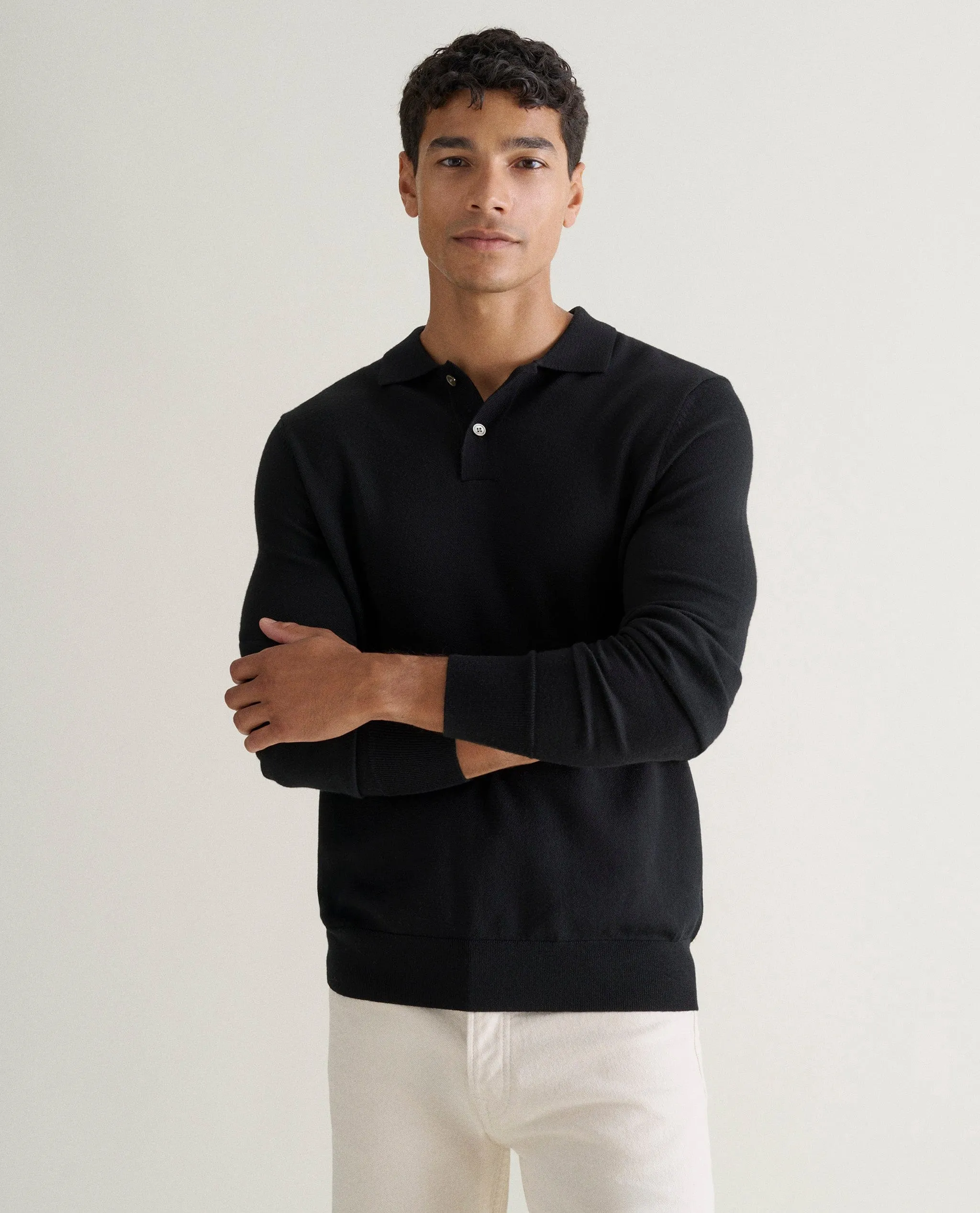 Men's Merino Knitted Polo Jumper