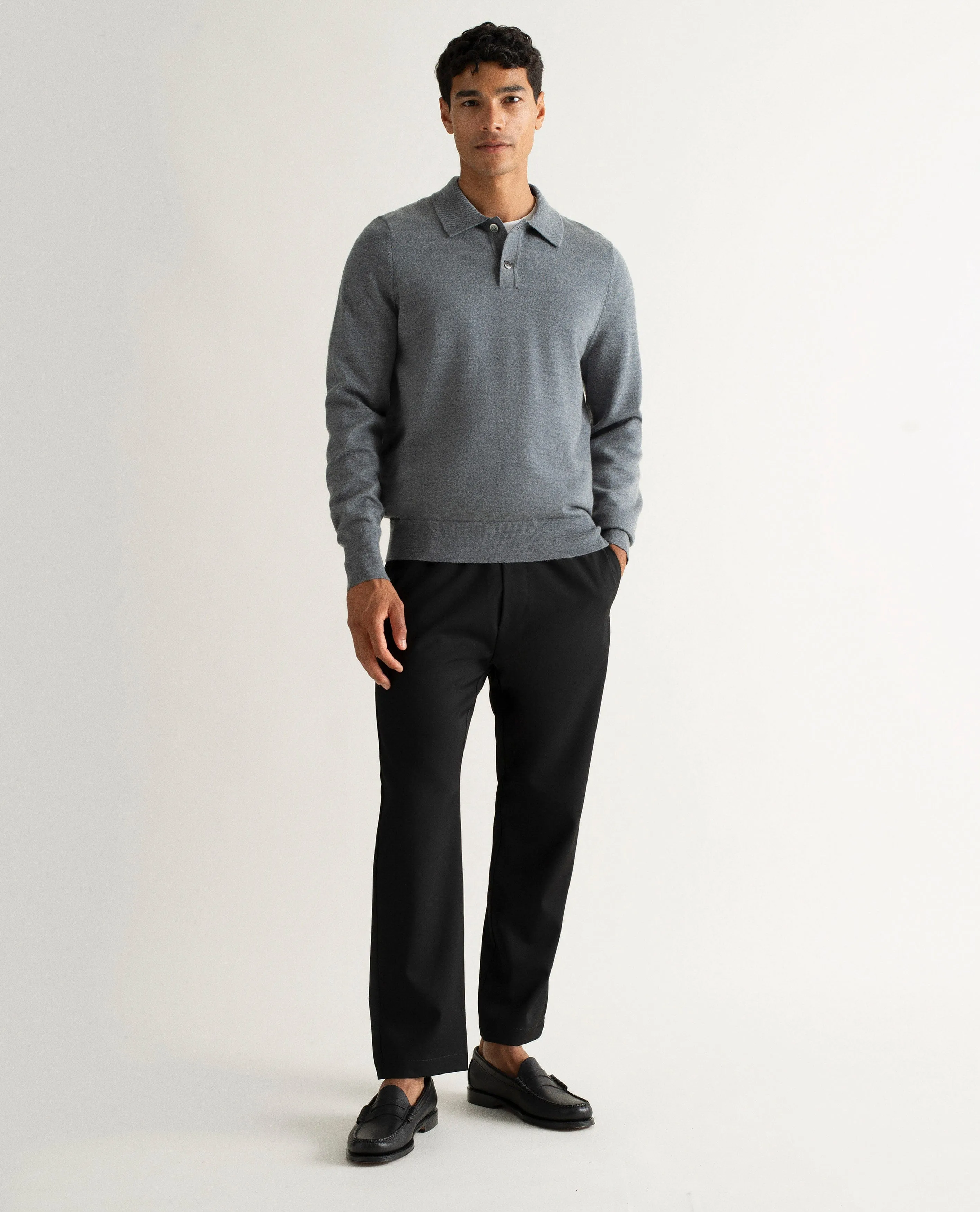 Men's Merino Knitted Polo Jumper