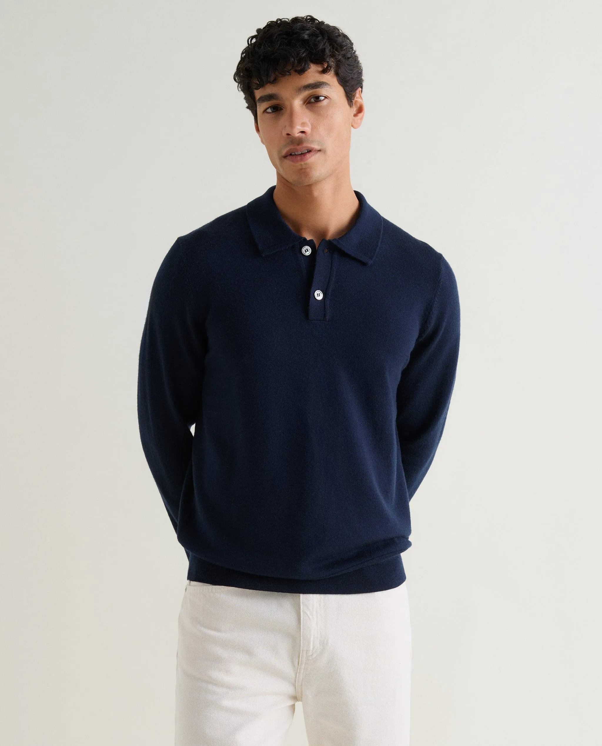 Men's Merino Knitted Polo Jumper