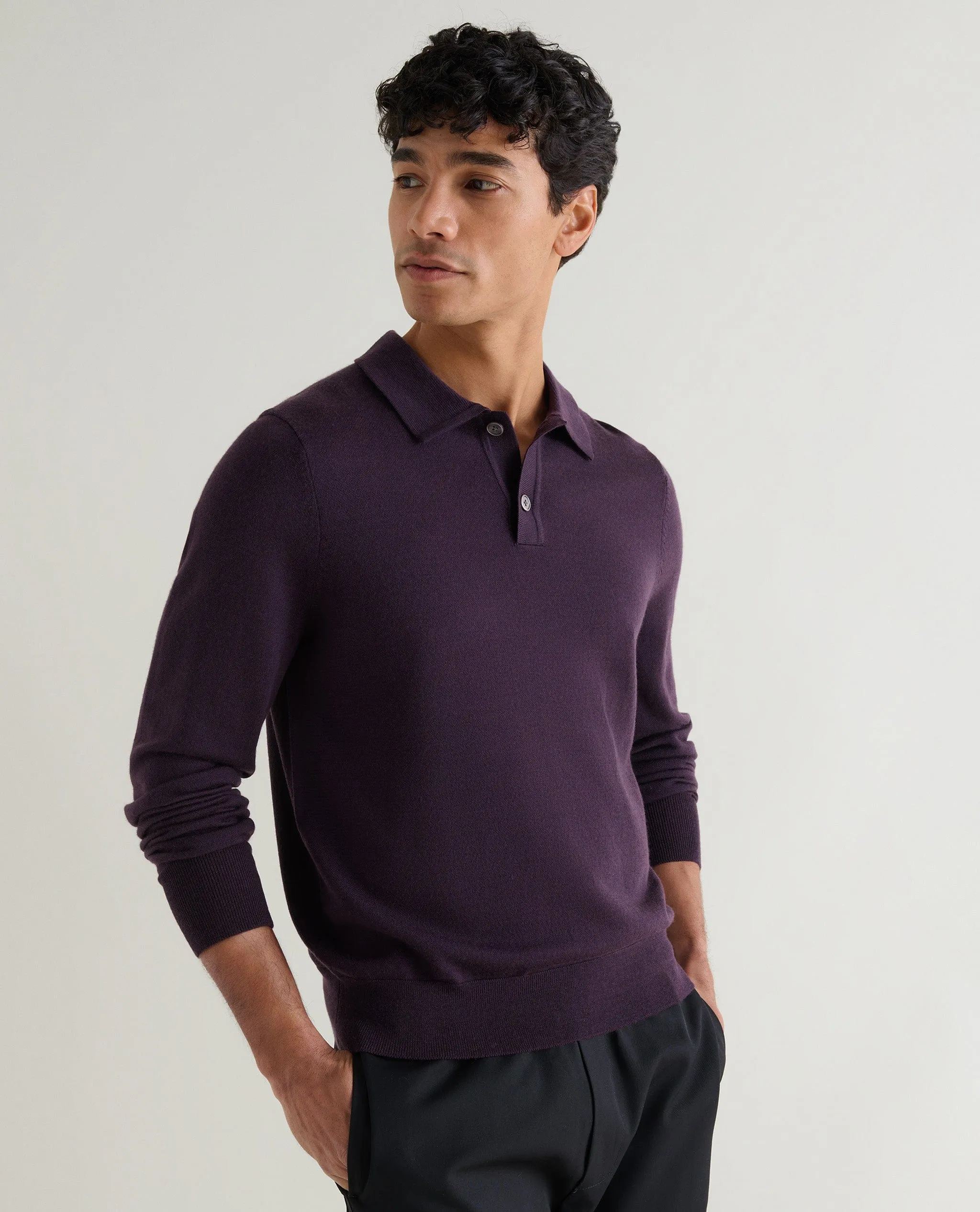 Men's Merino Knitted Polo Jumper